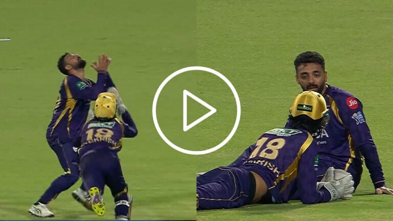 Watch: Varun Chakravarthy Schools Angkrish Raghuvanshi After Fielding Collision